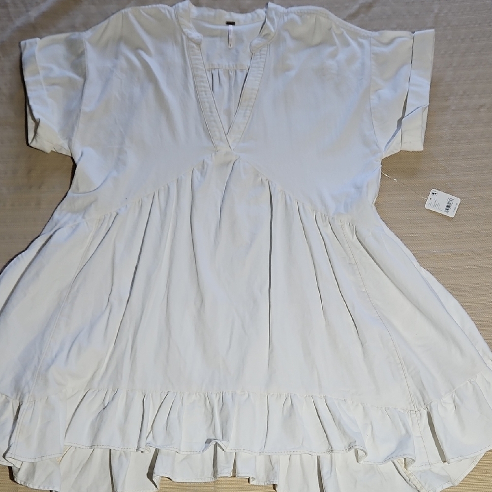 Free People Agnes Cream V-Neck Mini Dress